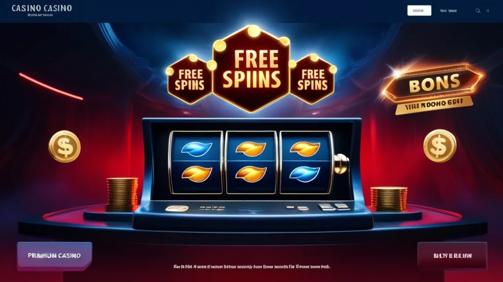 Slot automat z ikonami darmowych spinów i promocyjnymi tokenami