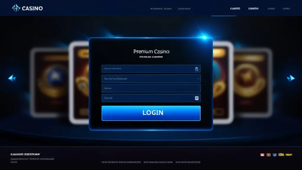 Panel konta z widokiem kasyna online i elementami logowania